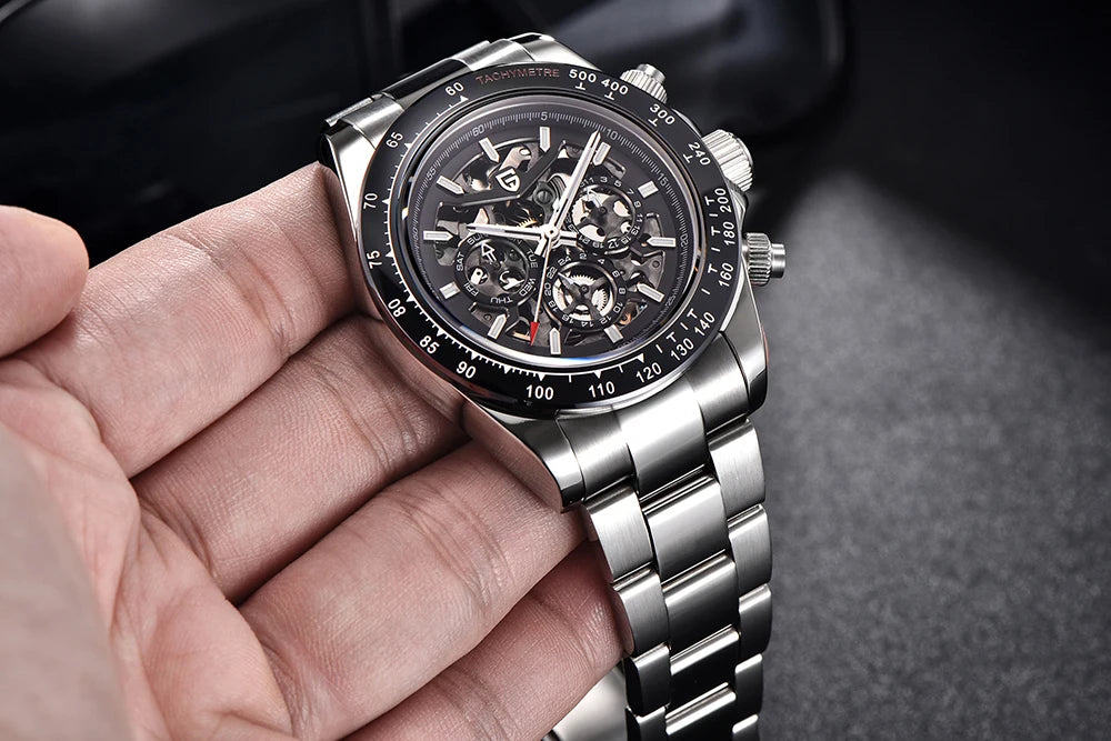 PAGANI DESIGN Men's Automatic Mechanical Watch Stainless Steel Waterproof Sport 10Bar Luxury Casual Watch for Men Reloj Hombre