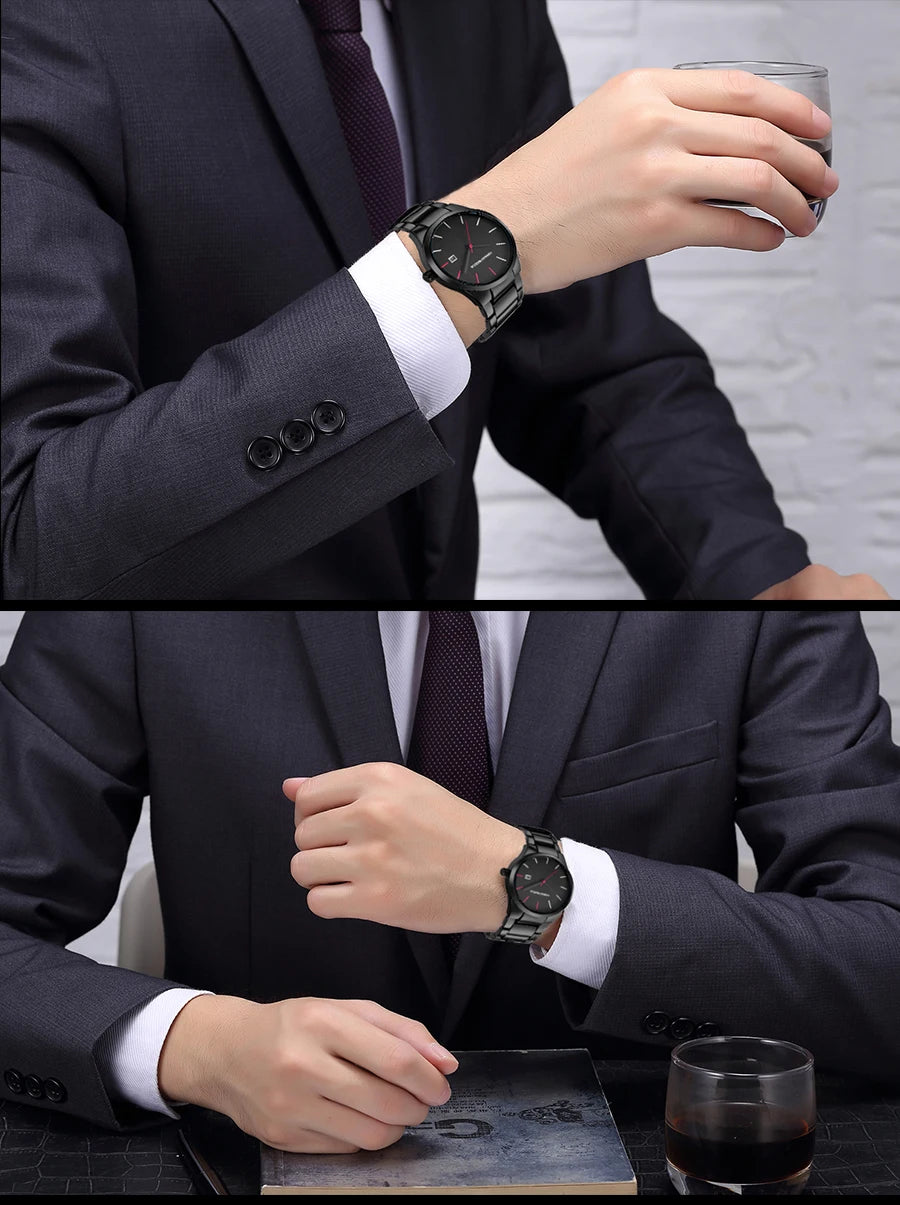 Hannah Martin herreur, rustfrit stålhus, kvartsurværk, urskive på 41 mm, professionelt design, med kalenderfunktion (imitation)