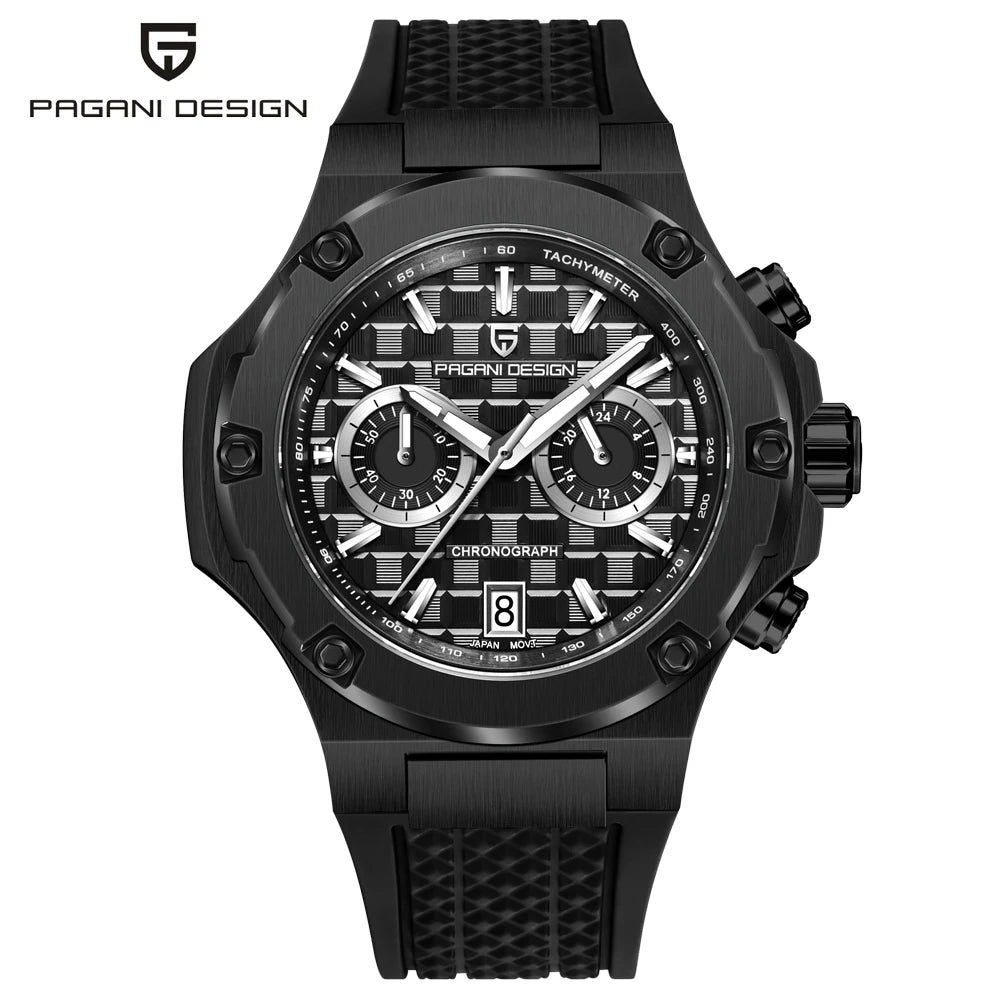 Ceasuri cu cuarț pentru bărbați PAGANI DESIGN – Cronograf sportiv de lux, rezistent la apă, dotat cu ace luminescente și sticlă de safir cu tratament antireflex