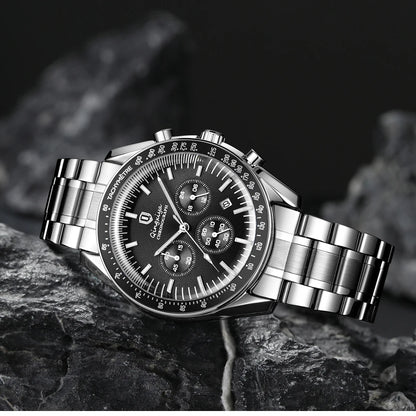 Montre à quartz pour homme, de marque de luxe, étanche et luminescente, en acier inoxydable, dotée d'un chronographe 24 heures et d'un affichage de la date – Montre élégante pour homme