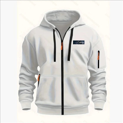 Men's Sweatshirts with Zipper Pockets Thin Solid Color Half Tracksuit Casual Outdoor Hooded Tracksuit Long Sleeves Jacket Coats