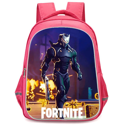 16" Fortnite Cartoon Red Backpack Unisex Dual Zipper Large Capacity School Bag Kids Bookbag Boys Girls Ages 5-8
