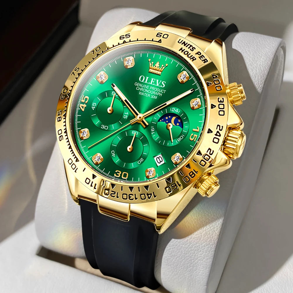 Montre pour homme OLEVS – Montre à quartz de luxe, étanche et luminescente, dotée d'un chronographe et d'un affichage de la date – Montre de sport pour homme d'une grande marque
