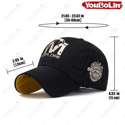 M letter Wolf Totem Embroidery Cotton Adjustable Hard Top Baseball Cap Sun Hat Trucker Caps Dad Hats