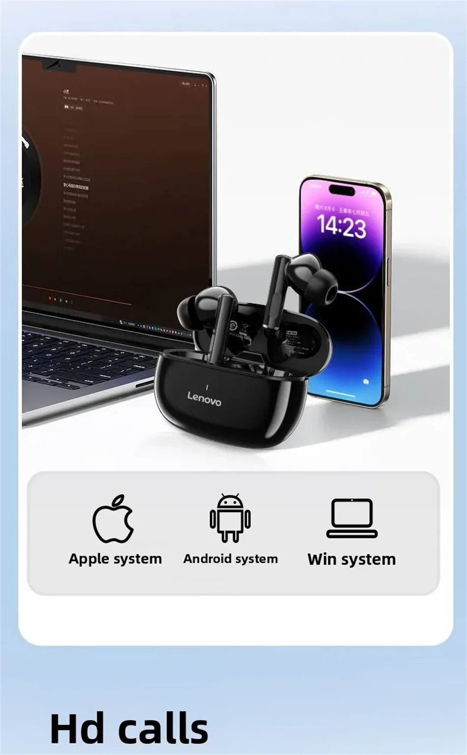 Lenovo TA210 – écouteurs sans fil Bluetooth, microphone intégré, Port de chargement, isolation du bruit, casque confortable sur l'oreille, C, nouveau