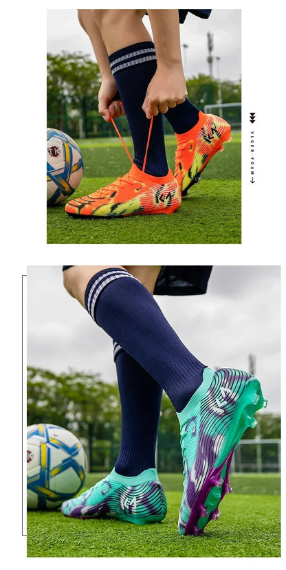 Nouvelles chaussures de football pour hommes, crampons antidérapants, chaussures de sport d'extérieur, chaussures de football ultralégères FG, crampons longs, baskets de match