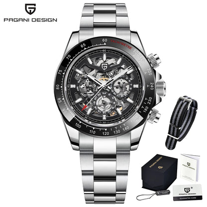 PAGANI DESIGN Men's Automatic Mechanical Watch Stainless Steel Waterproof Sport 10Bar Luxury Casual Watch for Men Reloj Hombre