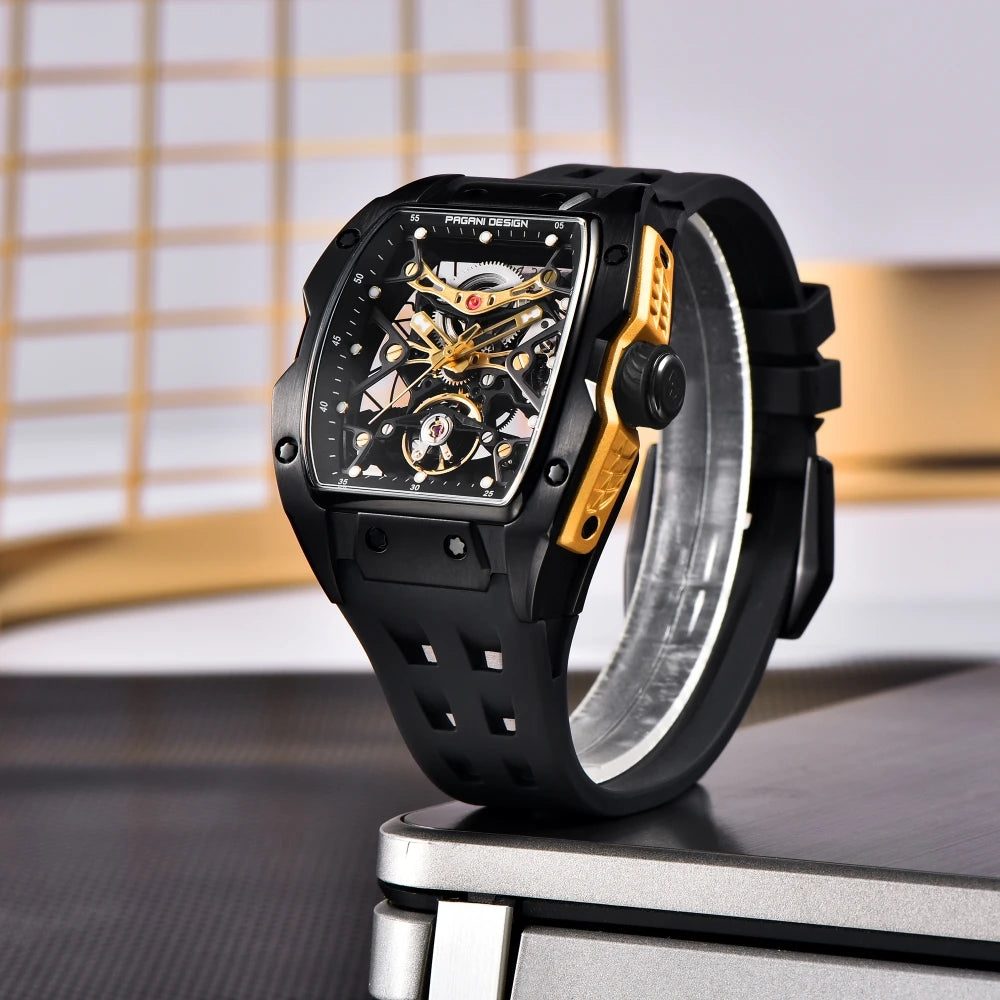 PAGANI DESIGN 42 mm-es új Alien modell, átlátszó hátlapos, átlátszó szerkezetű luxus férfi karóra, zafírüveges, automata férfi karóra