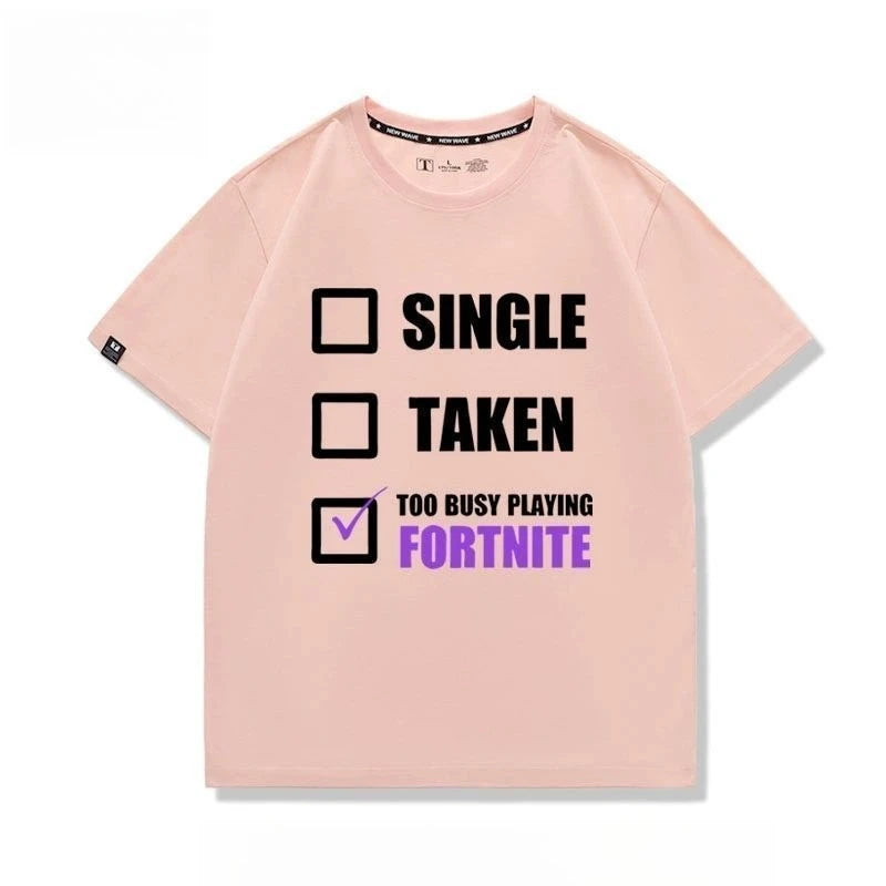 Nowa kreatywna koszulka Fortnite z krótkim rękawem, efektownym nadrukiem cartoon, oddychająca i pochłaniająca pot, dla kobiet i mężczyzn