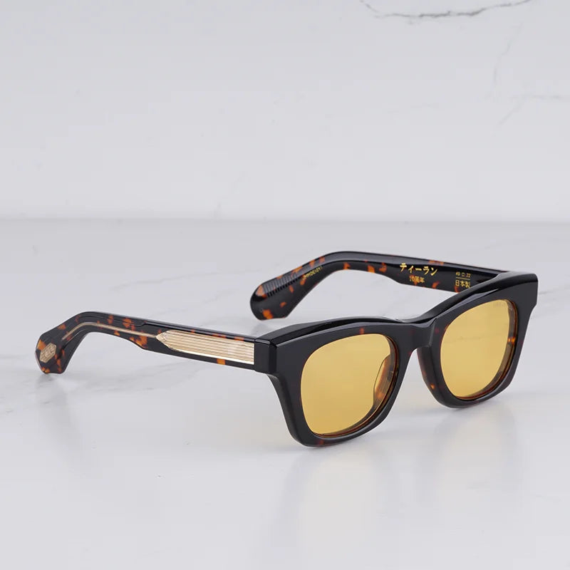 DEALAN Decade kollekció férfi klasszikus teknősbéka mintás arany napszemüveg, vintage stílusú, macskaszem alakú, vastag acetát keretű, UV400 védelemmel