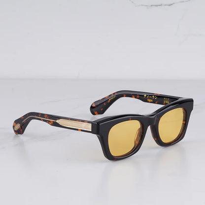DEALAN Decade kollekció férfi klasszikus teknősbéka mintás arany napszemüveg, vintage stílusú, macskaszem alakú, vastag acetát keretű, UV400 védelemmel
