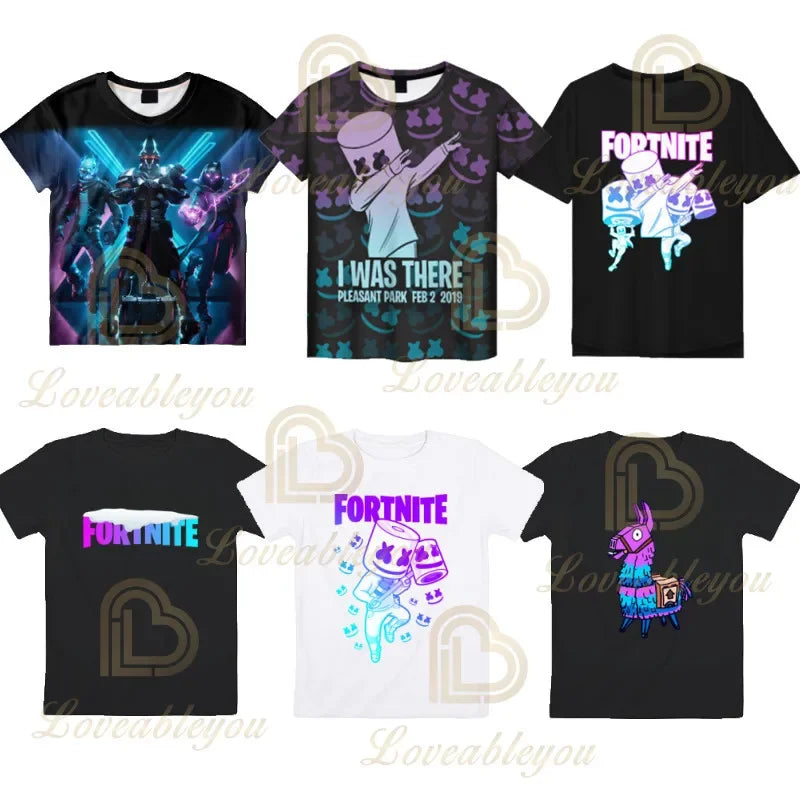 T-shirt Fortnite z kreskówkowym motywem dla chłopców i dziewczynek, Battle Royale 3D, 3–14 lat, Victory Royale, topy gamingowe dla dzieci i nastolatków