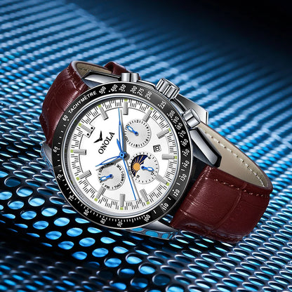 ONOLA Men’s Mechanical Watch – A luxury automatic watch with a casual style, featuring a leather strap and an openwork dial