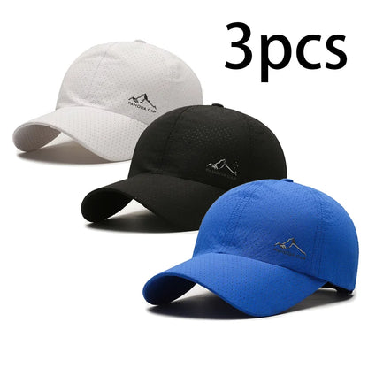 Couple's 3-Pack Quick Dry Breathable Baseball Caps, Lightweight Mesh Sun Hats for Running & Outdoor Activities