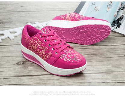 Women’s Leather Casual Sneakers Fashion Comfortable Platform Walking Shoes Wedge Moccasins Breathable Loafers Zapatos De Mujer