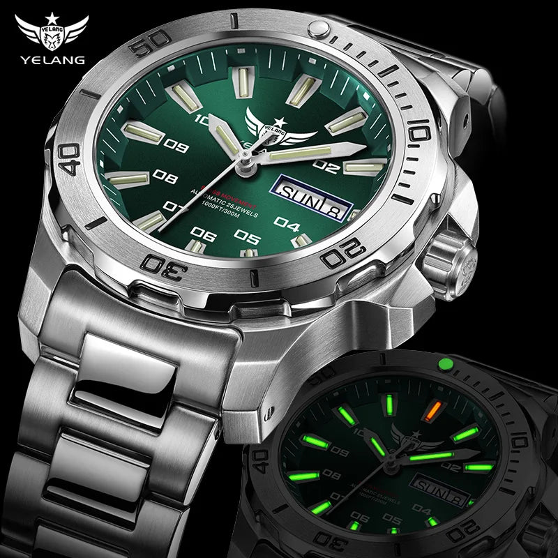 Yelang V5.1 Men's Watch 44mm Super Dive 300M Professional Waterproof SW220 Movement Luxury Automatic Mechanical Watch for Men