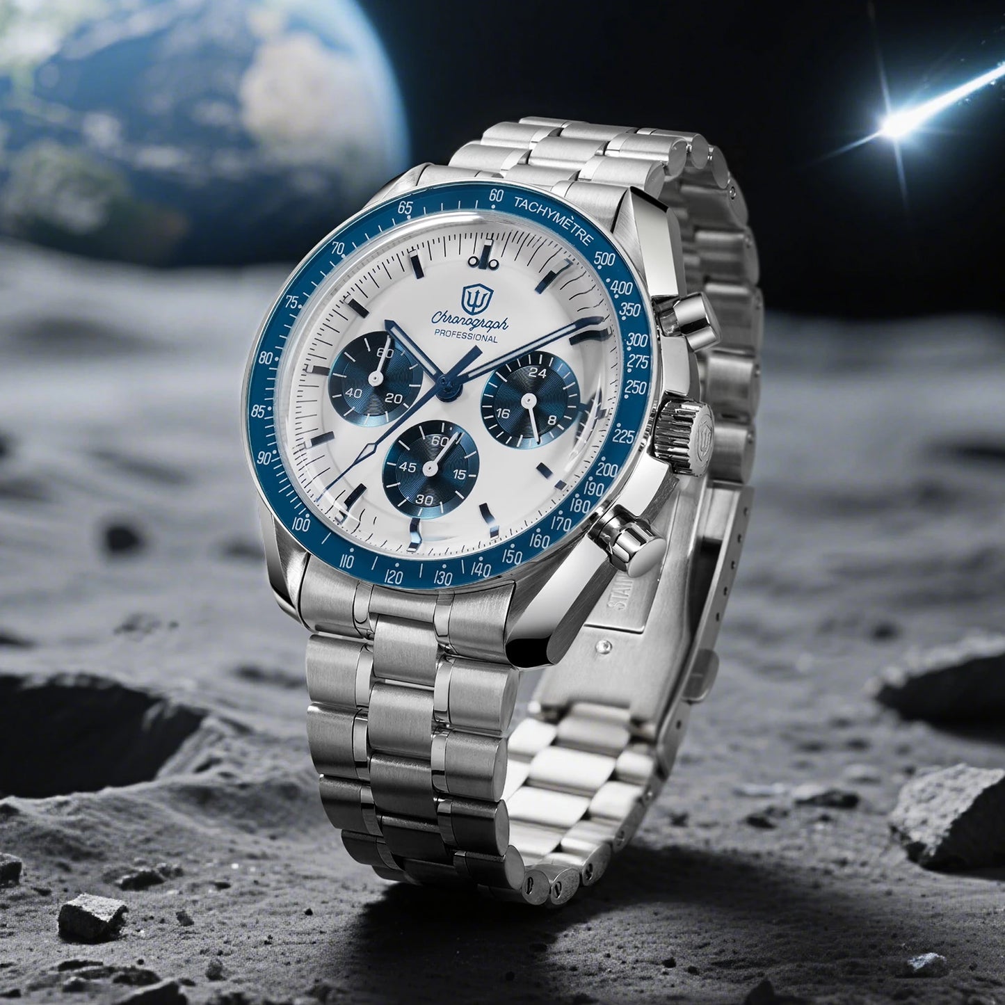 Orologio da uomo Watchdives New Wd1863 al quarzo VK63, cronografo con vetro zaffiro bombato, impermeabile, 39 mm, in acciaio, top brand, orologio business di lusso