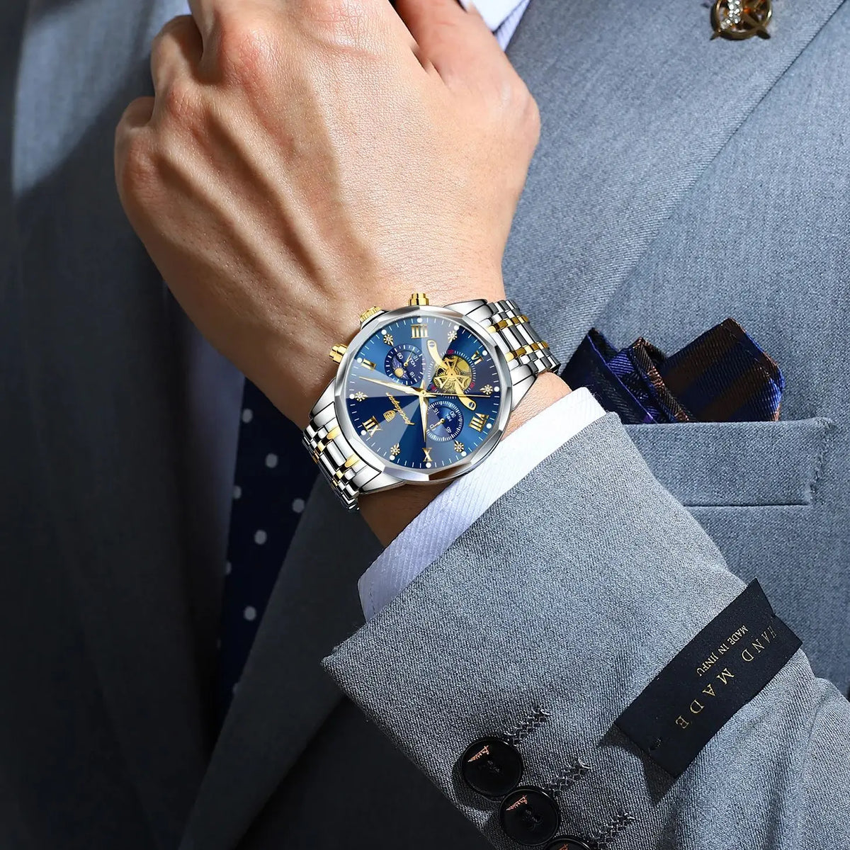Montre homme de luxe POEDAGAR, chronographe lumineux étanche, en acier inoxydable, à quartz.
