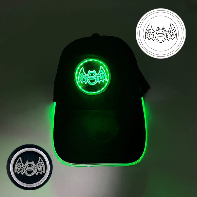 Madinga šviečianti beisbolo kepuraitė su LED apšvietimu, hiphopo stiliaus kepurė barui ir klubui, fluorescencinė kepurė vyrams ir moterims, DJ šokių reikmenys ir kostiumo aksesuaras