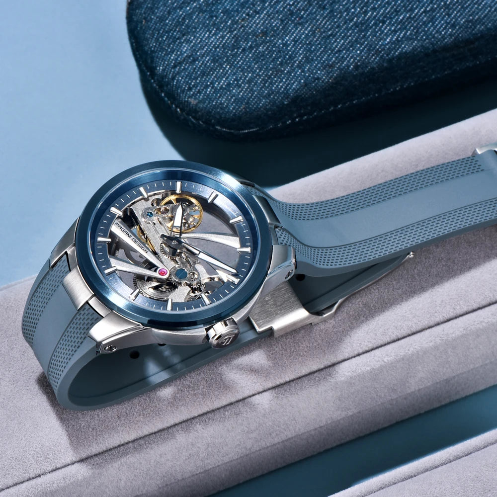 Herrenuhr PAGANI DESIGN – Mechanisches Automatik-Luxusmodell, durchbrochenes Zifferblatt, Saphirglas mit Antireflexbeschichtung, wasserdicht, leuchtende Zeiger – Geschenkidee für Herren
