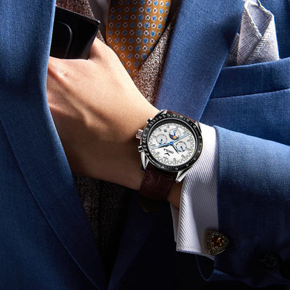 ONOLA Men’s Mechanical Watch – A luxury automatic watch with a casual style, featuring a leather strap and an openwork dial