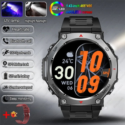 T-Rex 3 Military Smartwatch for Men  GPS Sports Tracker, 5ATM Waterproof, Heart Rate Monitor & Bluetooth Calling