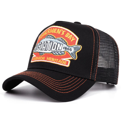 2025 New STATION Fishbone Embroidery Men's Street Skateboarding Hip Hop Hat Truck Hat Women's Leisure Sunshade Hat Baseball Hat