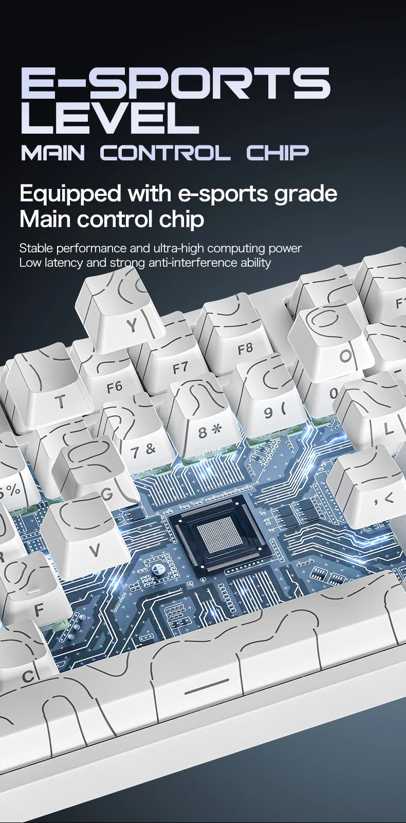 ATTACK SHARK R82HE Gaming Keyboard Magnetic 75% Wired 8000Hz Rapid Trigger ProGamer Keyboard,0.005mm RT Accuracy,0.08ms Latency