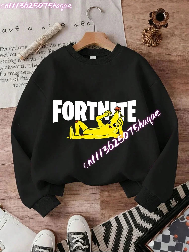 Neuer Fortnite-Kinder-Sweatshirt-Hoodie mit Cartoon-Spielcharakter-Print, lässiges Oberteil für Herbst und Winter, Baby- und Jungenbekleidung
