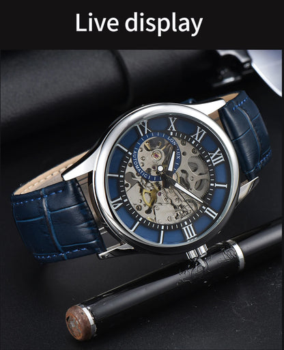 LONGLUX automatic watch rome wholesale mechanical wristwatches waterproof hollow leather mens watch men gift
