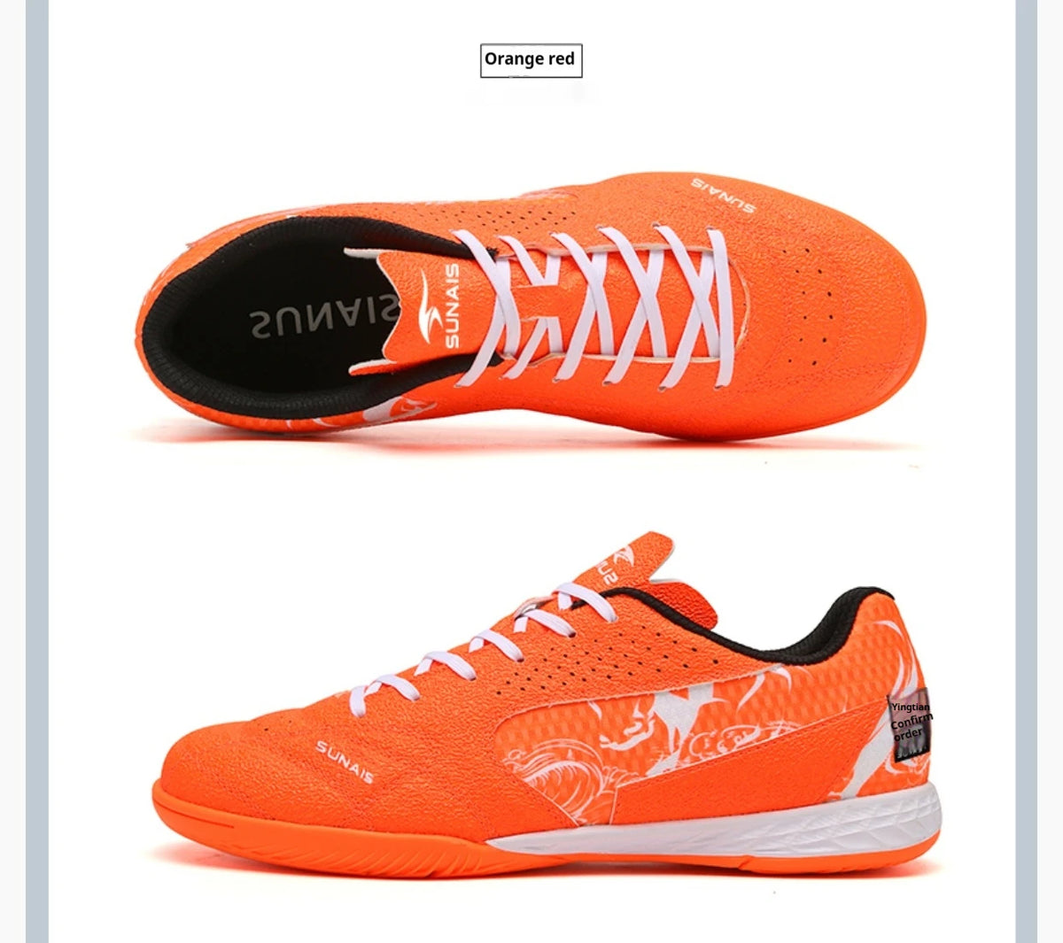 SUNAIS IN Chaussures de football en salle à semelle plate antidérapante pour terrains en bois/ciment 835233