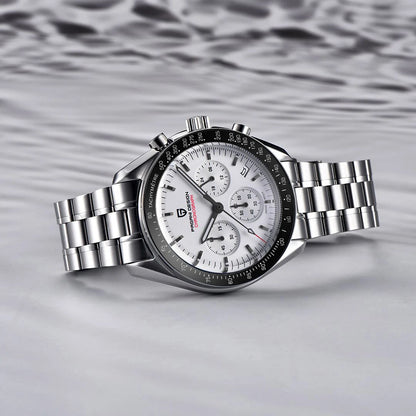 PAGANI DESIGN – Nouvelle montre à quartz de luxe pour homme, dotée d’un cadran à motif météorite, chronographe sportif, verre saphir avec traitement antireflet.