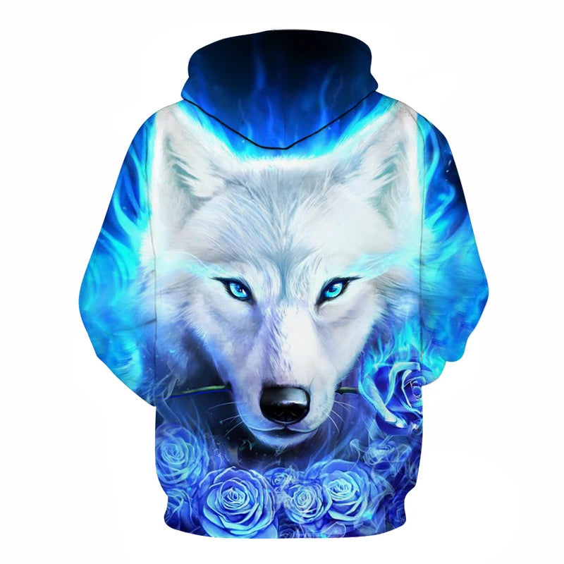 Majice s kapuljačom s 3D printom vuka za muškarce i žene, modne ležerne oversize pulover hoodice, hip-hop Harajuku streetwear