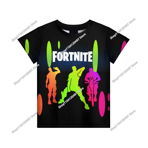 Лятна модна детска тениска с Fortnite талисман и 3D принт, ежедневна T-shirt за момчета и момичета, унисекс детско облекло, горнище