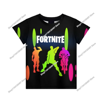 Лятна модна детска тениска с Fortnite талисман и 3D принт, ежедневна T-shirt за момчета и момичета, унисекс детско облекло, горнище