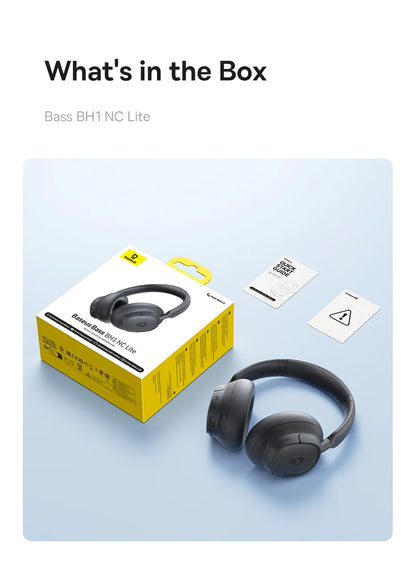 Baseus Bass EH10 NC Wireless Headphones Bluetooth 6.0 Noise Canceling 45dB Over Ear Headset Spatial Audio Earphone 80H Time