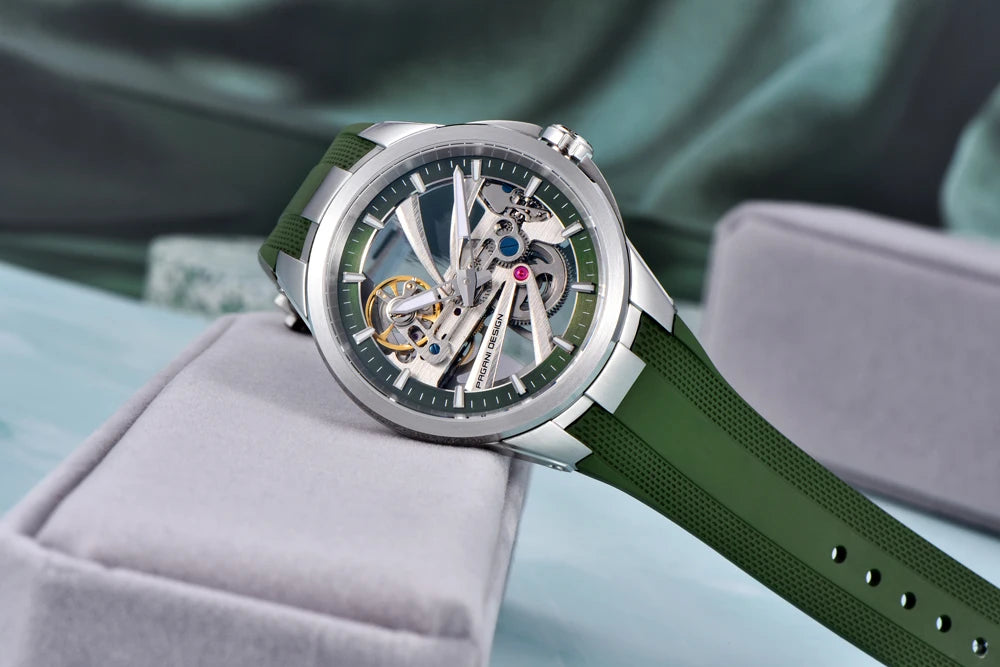 Herrenuhr PAGANI DESIGN – Mechanisches Automatik-Luxusmodell, durchbrochenes Zifferblatt, Saphirglas mit Antireflexbeschichtung, wasserdicht, leuchtende Zeiger – Geschenkidee für Herren