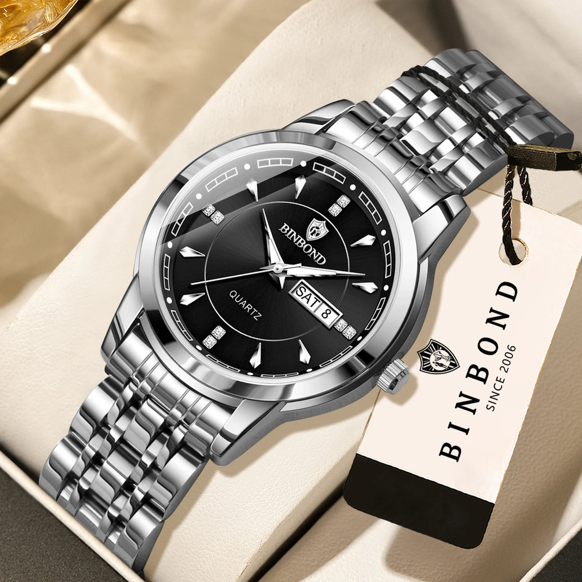 Genuine BINBOND luxury quartz watches for women – Water-resistant and luminous model – Gift idea (gift box included)