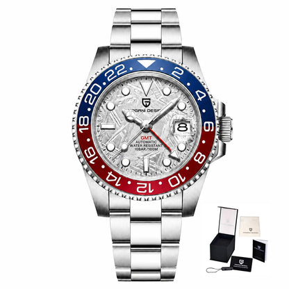 Pagani Design GMT Mechanical Men’s Watch – Luxury model with sapphire crystal, stainless steel case and ceramic bezel – Automatic men’s watch, business style