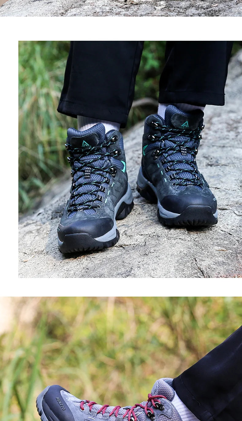 HUMTTO Buty trekkingowe męskie wodoodporne buty myśliwskie taktyczne pustynne buty bojowe za kostkę do trekkingu dla mężczyzn i kobiet ciepłe skórzane sneakersy