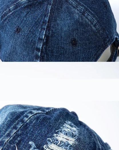 Gorra de béisbol de denim lavado para mujer y hombre, con visera, transpirable, para primavera y verano, gorra vintage con cierre a presión para mujer