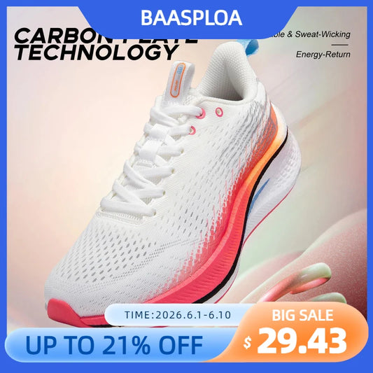 Baasploa Women Carbon Plate Running Shoes Outdoor Professional Cushioning Jogging Sneakers Female Casual Breathable Sports Shoes