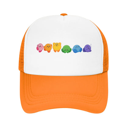 Suaugusiųjų „Kirbys Rainbow“ trukerių kepurės, vintage tinklinės beisbolo kepurės, „snapback“ kepurės, „dad hat“ kepurės, saulės kepurės, kvėpuojančios sportinės kepurės, didmeninė prekyba, naujos