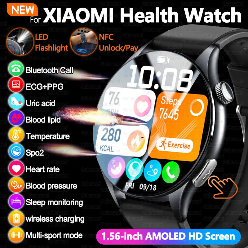 2025 Health Smartwatch for Xiaomi & Huawei ECG + PPG, Blood Pressure, SpO2, Body Analysis, Bluetooth Calling & NFC