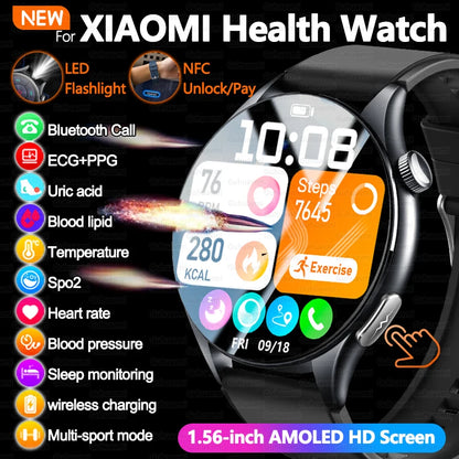 2025 Health Smartwatch for Xiaomi & Huawei ECG + PPG, Blood Pressure, SpO2, Body Analysis, Bluetooth Calling & NFC