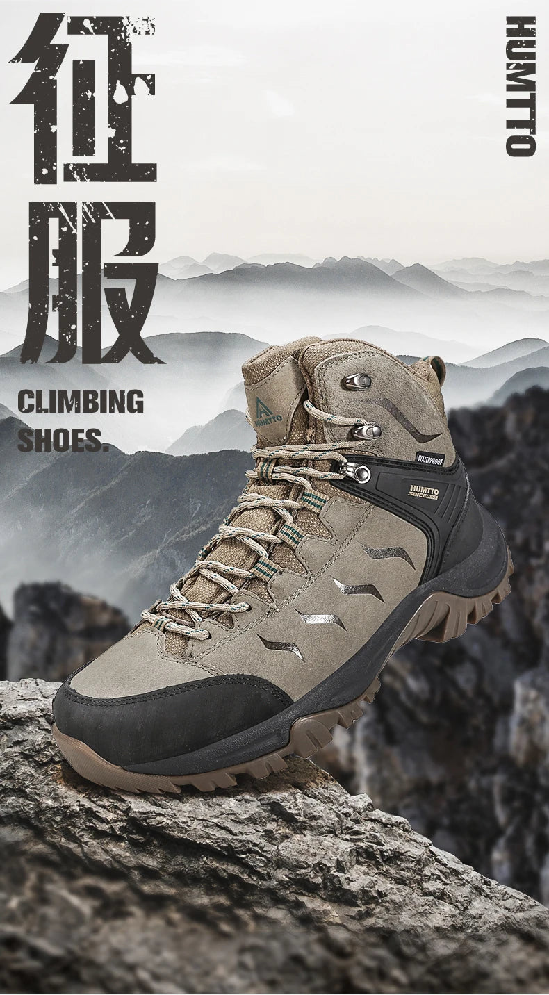 HUMTTO Buty trekkingowe męskie wodoodporne buty myśliwskie taktyczne pustynne buty bojowe za kostkę do trekkingu dla mężczyzn i kobiet ciepłe skórzane sneakersy