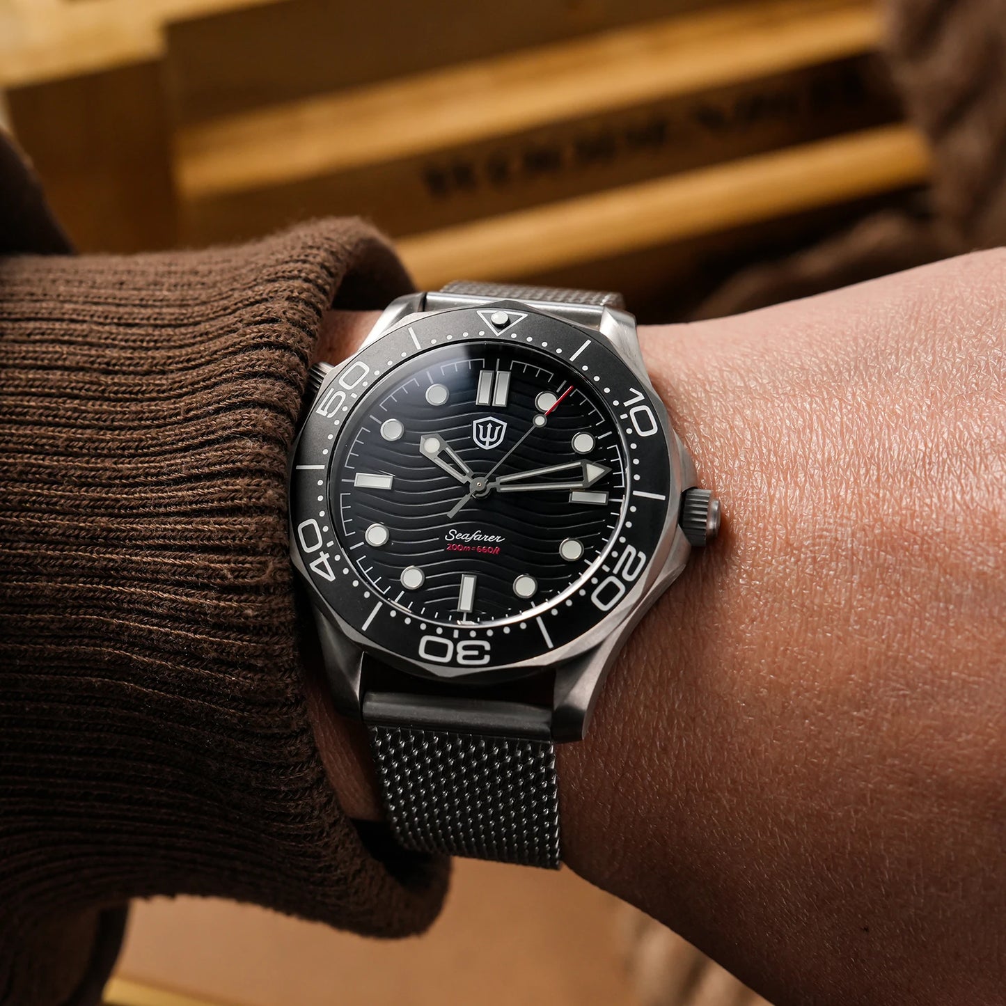 Watchdives 42mm Seafarer Grade 2 Titanium NTTD Dive Watch WD007Q V2 VH31 Sweep Second Quartz Movement Luminous Sapphire Watches