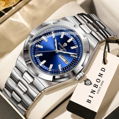 BINBOND stainless steel quartz watches for men – Luxury, water-resistant and luminescent watch – Original men’s model
