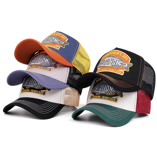 2025 New STATION Fishbone Embroidery Men's Street Skateboarding Hip Hop Hat Truck Hat Women's Leisure Sunshade Hat Baseball Hat