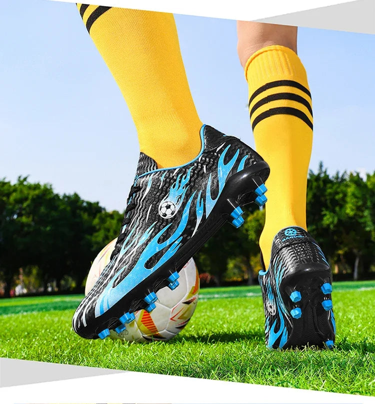 Chaussures de football professionnelles pour hommes, chaussures de sport pour jeunes, avec soutien de la cheville, crampons pour le football, chaussures de sport pour matchs en extérieur et entraînements, antidérapantes et